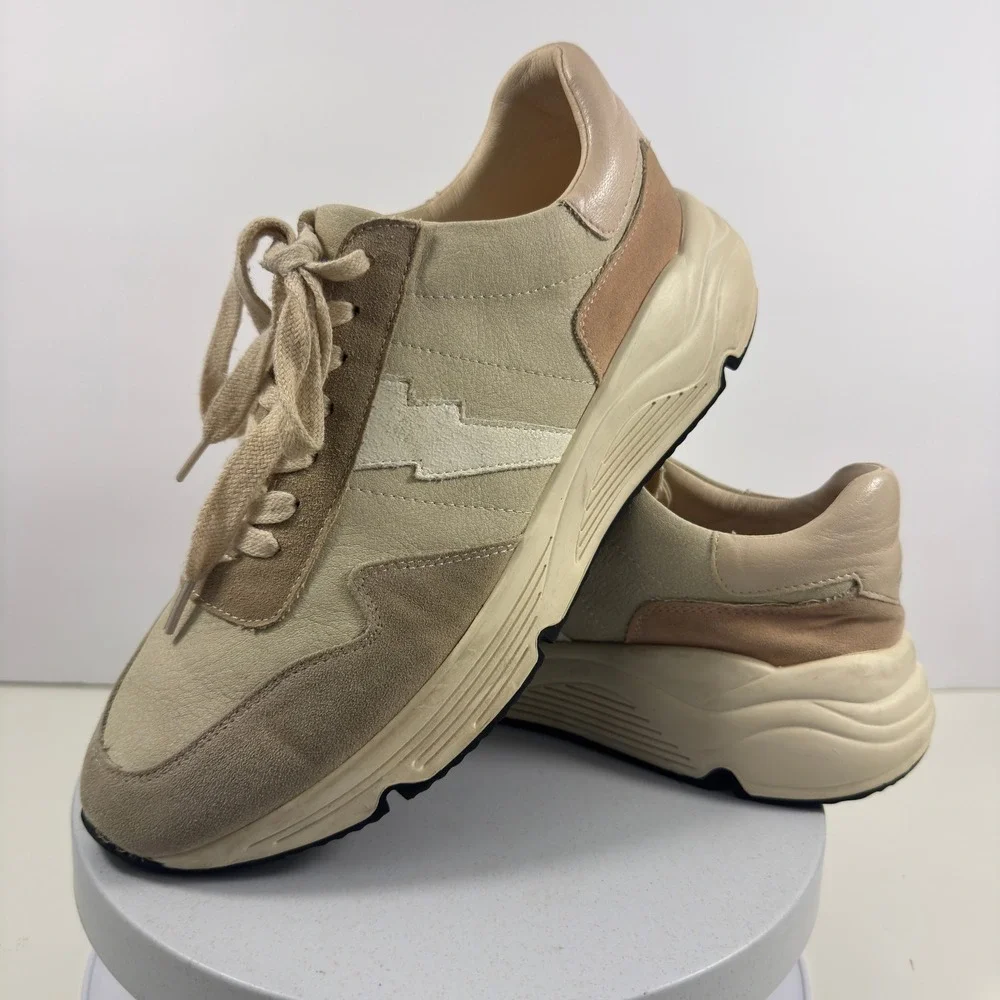 Oasis Society Chunky Sneakers Beige Suede‎ Leather Casual Retro Shoes Size 10